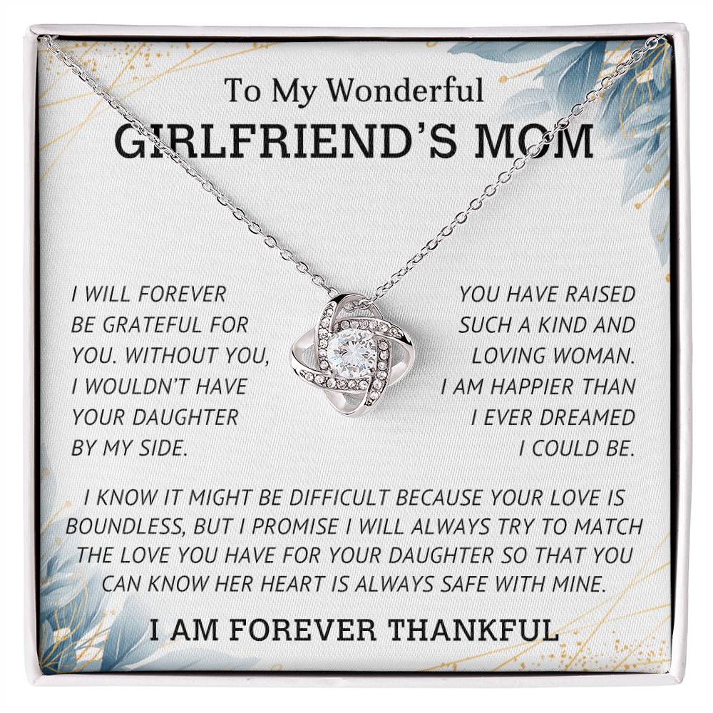 To My Wonderful Girlfriends Mom | Love Knot Necklace (Yellow & White Gold Variants)