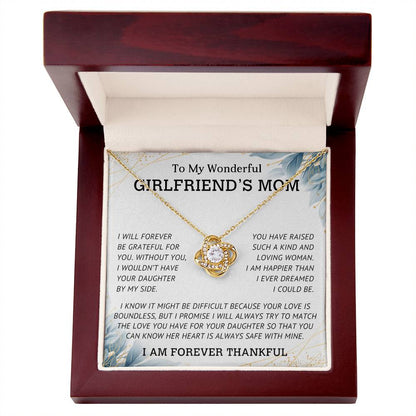 To My Wonderful Girlfriends Mom | Love Knot Necklace (Yellow & White Gold Variants)