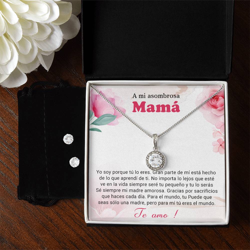 A mi asombrosa Mama | Eternal Hope Necklace + Clear CZ Earrings