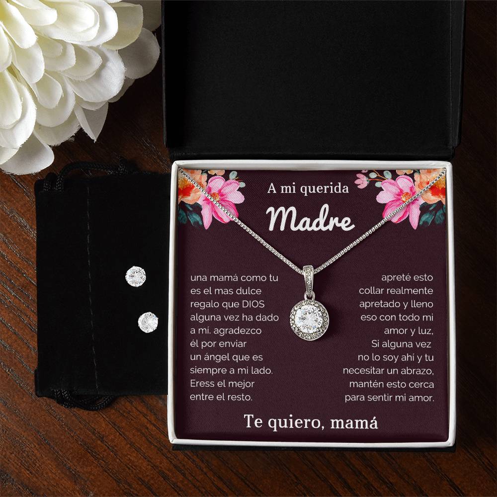 a mi querida Madre | Eternal Hope Necklace + Clear CZ Earrings