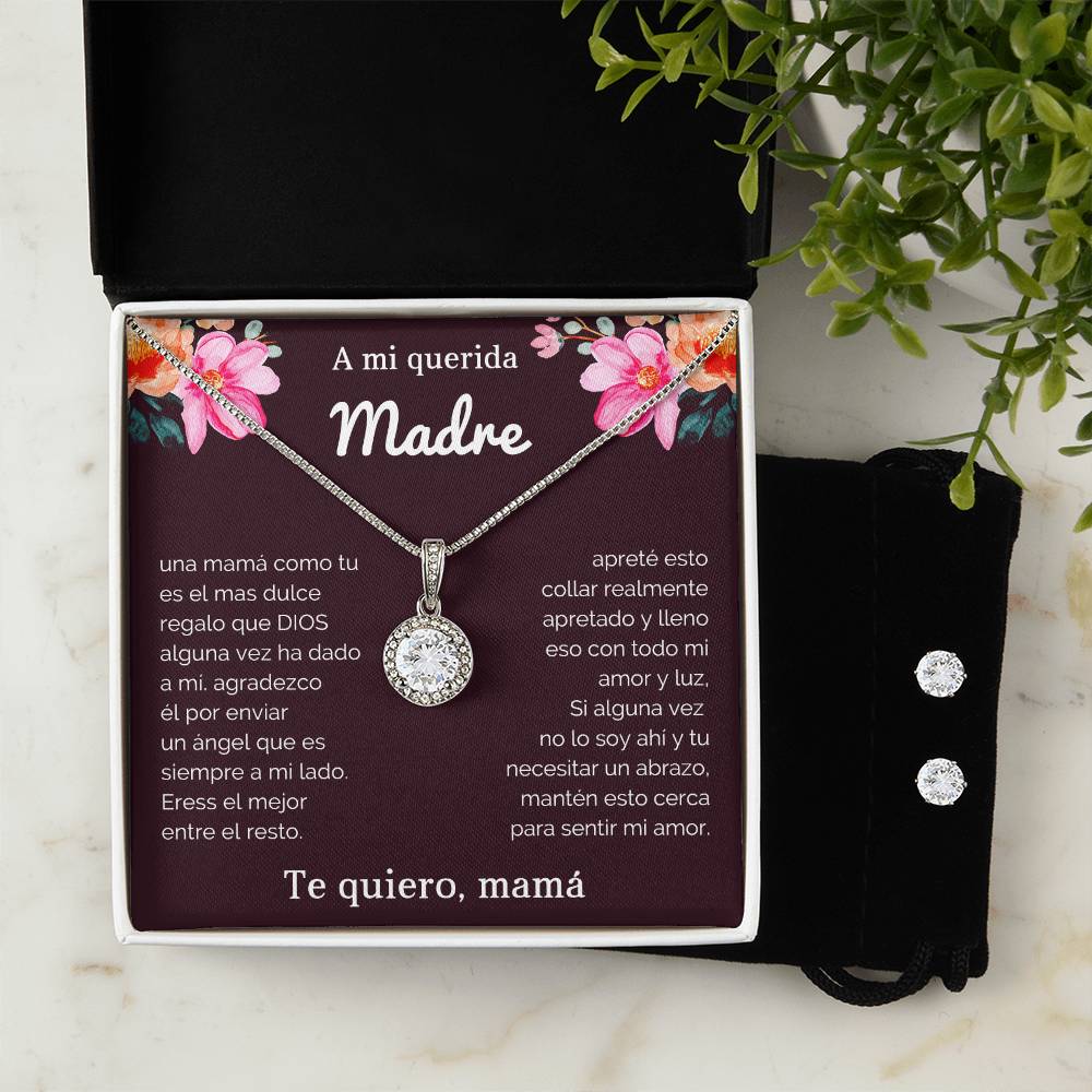 a mi querida Madre | Eternal Hope Necklace + Clear CZ Earrings