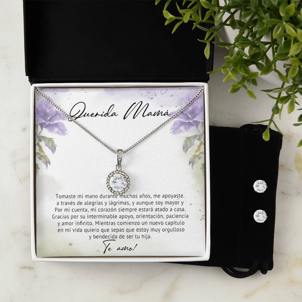 Querida Mama | Eternal Hope Necklace + Clear CZ Earrings