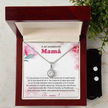 A mi asombrosa Mama | Eternal Hope Necklace + Clear CZ Earrings