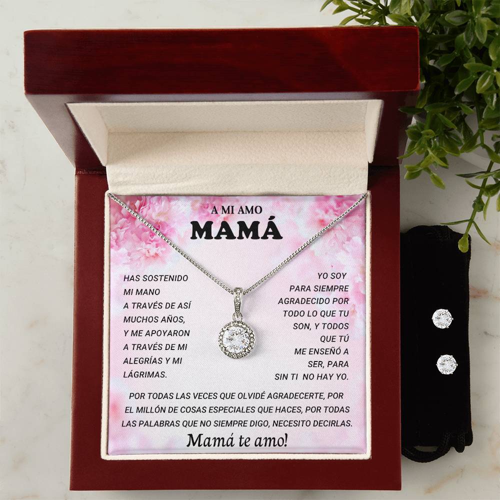 A MI AMO MAMA | Eternal Hope Necklace + Clear CZ Earrings