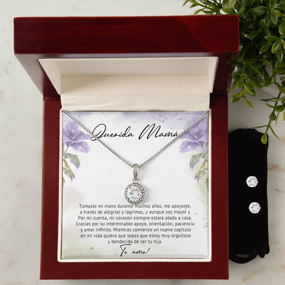 Querida Mama | Eternal Hope Necklace + Clear CZ Earrings