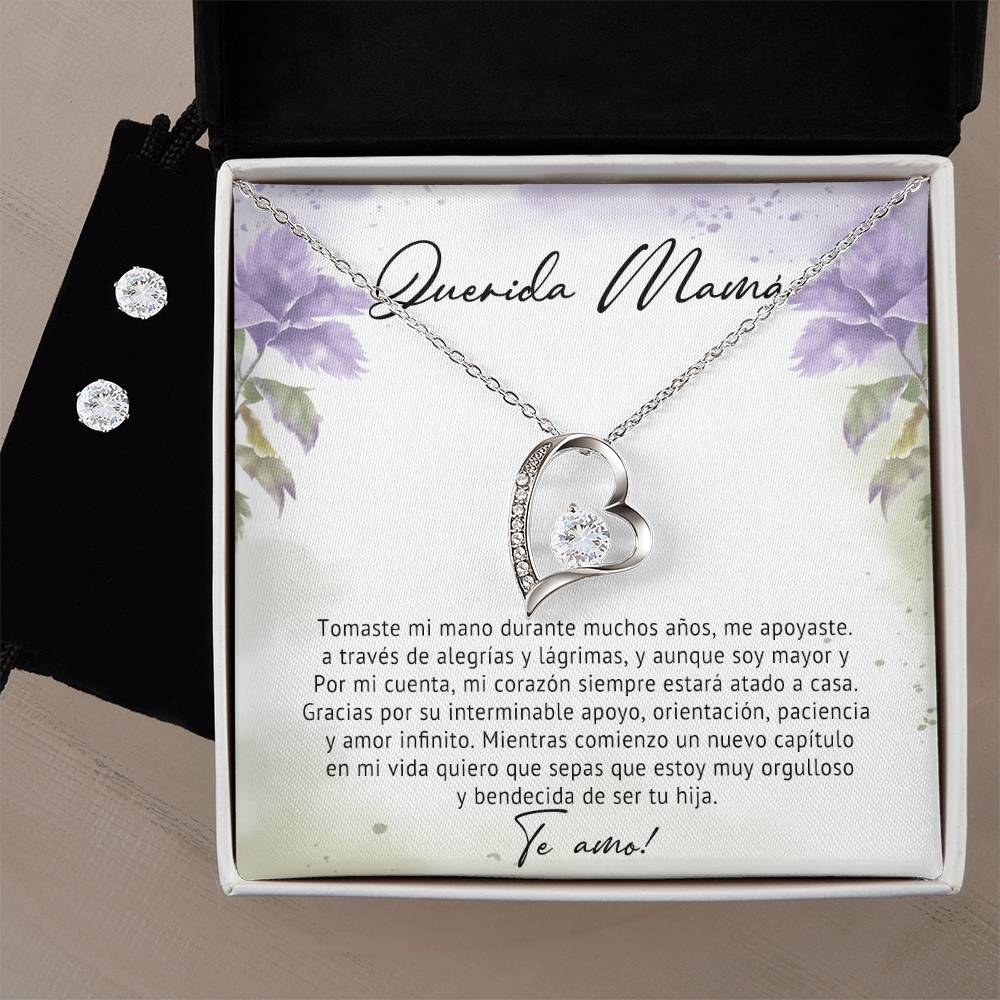 Querida Mama | Forever Love Necklace + Clear CZ Earrings