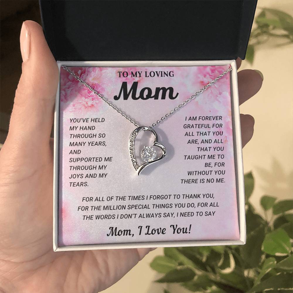 To My Loving Mom | Forever Love Necklace with On Demand Message Card